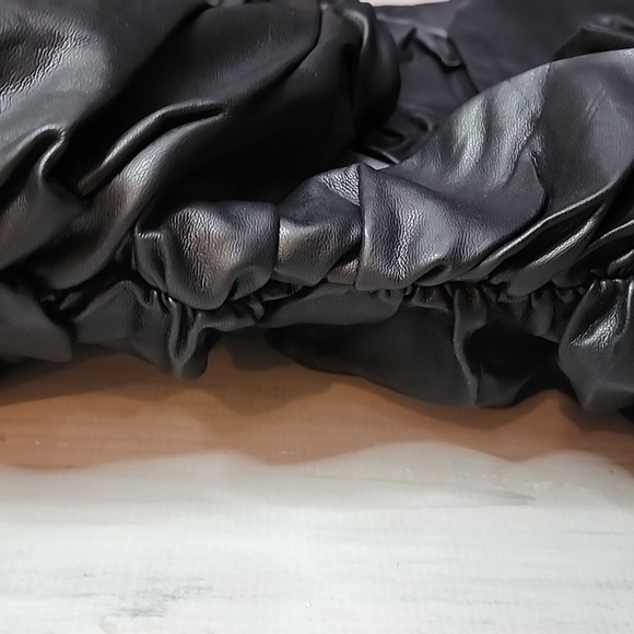 NAKED WARDROBE *RARE* The Statement Runway Ruched Faux Leather Large Dress - Picture 8 of 10